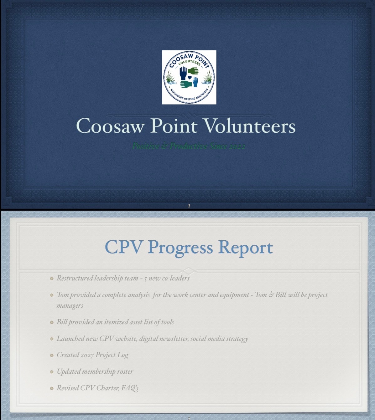 CPV Presentation — slide 1